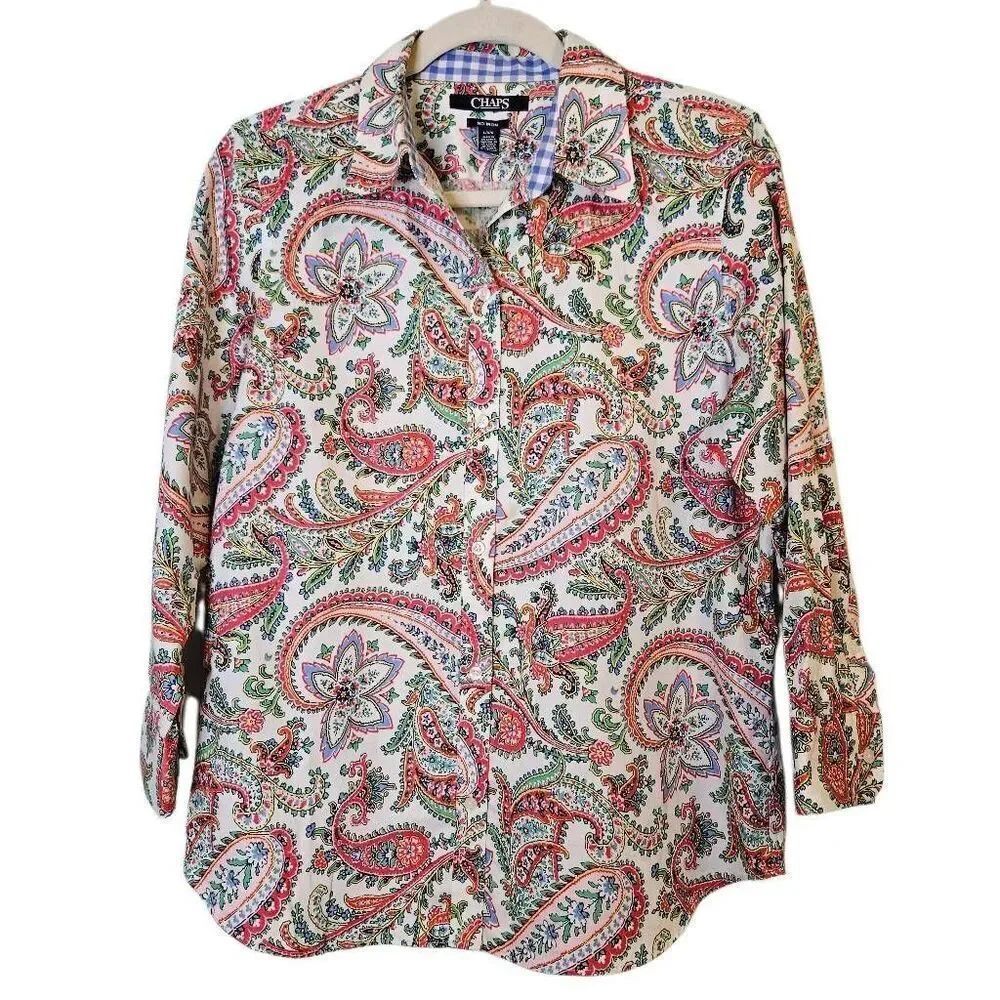 Chaps cotton womens printed button down. L. #836.